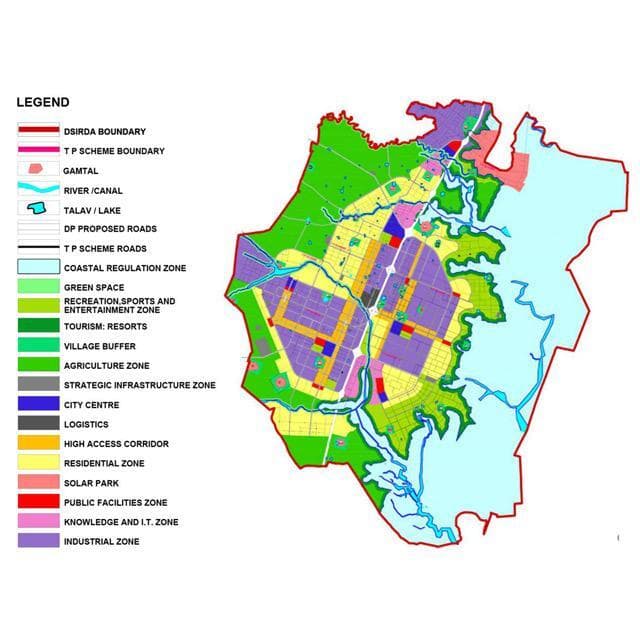 Dholera Smart City aerial view — India's first greenfield smart city near Ahmedabad Gujarat 920 sq km
